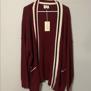Universal Thread Maroon and Cream Cardigan Sweater. NWT. XXL.